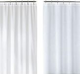 LiBa 72" W x 72" H White Shower Curtain Liner and Shower Curtain Bundle - PEVA Heavy Duty Liner, Waterproof, Quick Dry, Soap Scum Resistant