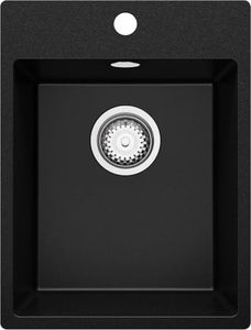 Fregadero Cocina Negro 38x50cm, Fregadero Granito 1 Seno + Sifón, Fregadero sobre encimera al mueble 40cm - Riga de Primagran