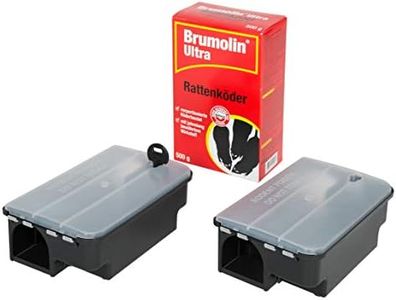Köder-Discount Sparset Rattenbekämpfung - Köderbox Plus 500g Brumolin Ultra Rattengift Rattenportionsköder (2er Set - weiß)