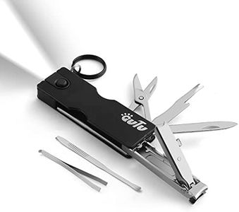 Keychain Nail Clipper Multitool, 8 in 1 EDC Utility Tool with Nail Clipper, Pocket Knife, Scissors, Tweezers, Gifts for Him Men Husband Dad Boyfriend (Black)