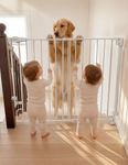 Babelio Removable & No Bottom Bar Baby Gate, 29-43" Hardware Mounted (Drill Needed)| Wide Walk-Thru| Auto-Close Safety Dog/Pet Gate for Stairs & Doorways (White, 29-43" W, 30" H)