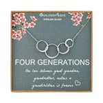 AnalysisyLove Four Generations Necklace for Great Grandma Gifts, Sterling Silver 4 Circle Necklace for Grandmother Mom daughter granddaughter Gifts, Mothers Day Jewellery Birthday Gift