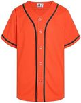 DEHANER Plain Blank Baseball Jerseys for Men Women Adult Hip Hop Hipster Button Down Shirts Sports Uniforms Outfits, Black Stripe-orange Jersey, 3X-Large