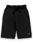 KiddoPanti Boys Knit Knee Length Solid Basic Regular Shorts , Jet Black, 6-8Y