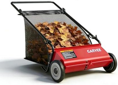 Push Lawn Sweeper, 21 Inch Extra-Wide 4-Brush System, 3.5 cu.ft. Mesh Bag, Heavy Duty Steel Frame, Height-Adjustable Yard & Garden Cleaner for Leaves and Grass, Red