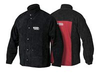 Lincoln Electric K2989-M Heavy Duty Leather Welding Jacket, Medium, Black/Red