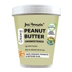 Jus' Amazin Creamy Organic Peanut Butter - Unsweetened (1Kg Tub) | 31% Protein | Single Ingredient - 100% Organic Peanuts (no added Sugar/Salt) | Vegan | Dairy Free | Keto | Clean Nutrition