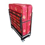 Amazon Brand - Solimo Rollaway Foldable Metal Single Bed with 6-inch Mattress - Black, Wrought Iron, Lockable Wheels