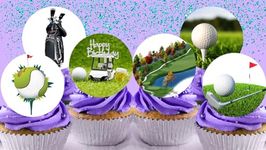 24 x Pre-Cut Golf 1 Edible Stand up Wafer Paper Cupcake Toppers Cake Decorations Happy Birthday Party Sport