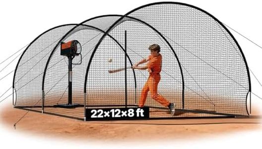 VEVOR Baseball Batting Cage, 22.2 x 12.1 x 7.9 FT Fiberglass Portable Batting Cage, Hitting Cages with 4-Ply Knotless Polyester & Pitching Machine Opening, Battings Cages Netting for Indoor Outdoor