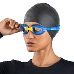 Boldfit Swimming Goggles for Men & Women With Adjustable Strap Goggles for Swimming, Swimming Goggles for Women Air Tight Swim Goggles, Swimming Goggles for Adults - Blue yellow