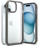 Ringke Fusion Bold Compatible with iPhone 15 Plus Case, Firm Grip [Frame Style] Yellowing Resistant Anti-Fingerprint Translucent Back ShockProof Bumper Cover - Matte Gray