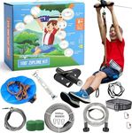 Hyponix Zip Lines for Kids and Adults Outdoor up to 350 Lbs - 100 ft / 150 ft / 200 ft - 100% Rust Proof W/Safety Harness Zip Line Kit | Zipline for Backyard Kids and Adults