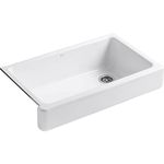 KOHLER K-6488-0 Whitehaven 35-1/2" Undermount Single-Bowl Farmhouse Kitchen Sink, Cast Iron Kitchen Sink, Apron- Front Sink, White