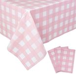 Kesfey 3 Packs Pink Gingham Tablecl