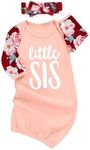 AMAWMW Newborn Baby Girl Little Sister Sleeper Gown Stripe Long Sleeve Nightgown Pajamas Gifts Stuff Essential Outfit