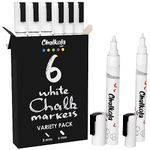 Chalkola 6 White Liquid Chalk Markers - White Dry Erase Liquid Chalk Pens for Chalkboard Signs, Blackboard, Car Window, Glass, Bistro | Variety pack - (3x) 3mm Fine Tip + (3x) 6mm Bold Size Ink Marker