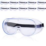 TECHGEAR Safety Goggles, Medical Eye Protection Goggles, Anti Spittle/Saliva Droplets, Anti Fog/Steam/Dust/Wind, Full View Eyewear, Fluid Resistant Safety Work Glasses with Clear Lens (10 Pack)