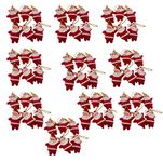 Brown Leaf Red Mini Santa Claus for Christmas Xmas Tree Decoration Hanging Ornaments (Pack of 60)