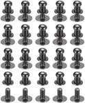 uxcell 5mm Ball Head Stud Rivets Screw Back, 50Pack Round Head Button Nipple Rivet for DIY Leather Craft Handbag Belt, Metallic Black