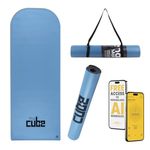 The Cube Club Yoga Mats Extra Thick Non Slip Exercise Mats for Gym Workout Pilates with Carrying Strap | Eco Friendly PRANA PU Rubber Mat for Men & Women Gym Mat (Nirvana Blue, 12 Month Warranty)