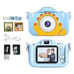 DIMARIE Kids Camera for Boys and Girls, Toddler Camera for Kids Age 3-12, Christmas Birthday Gifts for Kids, HD Video Digital Camera with 32GB SD Card, Cameras for Kids with Soft Blue Silicone Cover