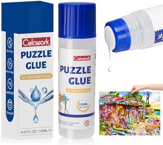 Celawork Puzzle Colla per 1000/1500/3000 pezzi puzzle, non tossico PVA trasparente, ad asciugatura rapida, con colla a punti, pratici accessori per appendere puzzle (120 ML)