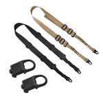 2 Point Rifle Sling Adjustable Strap Picatinny Rail Sling Mount Attachment with Metal Hook for Outdoors Hunting（2 Pack