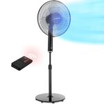 NETTA Pedestal Standing Floor Fan – 16", Powerful 1250 r/min Quiet Cooling Fan, 3 Speed Settings, with 7-Hour Timer, Remote Control, Oscillating Function and Adjustable in Height & Tilt Angle – Black