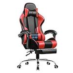 GTRACING Gaming Chair, Computer Chair with Footrest and Lumbar Support, Height Adjustable Gaming Chair with 360°-Swivel Seat and Headrest (RED)
