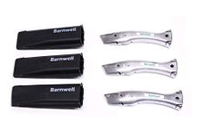 Barnwell Pack of 3 Silver Dolphin Delphin Carpet Fitters Work Trimming Fixed Knives Knife and Holster NO Blades