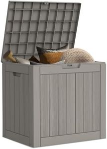 Mars Villa Deck Box, Waterproof Weatherproof and UV Resistant Resin Storage Bin with Lockable Lid, Ideal for, Outdoor, Patio Furniture Cushions, Pool Supplies, Garden Tools (31 Gallon, Grey)