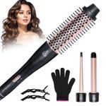 MEETELLALA Hair Curler, 3 in 1 Curling Tongs Set with Curling Brush and 2 Interchangeable Ceramic Curling iron 9-25mm Curling Wand, with Glove 2 Hair Clips Hair Styling Tool for Long Medium Short Hair