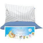 4BABIES -Federa Baby Pillow 40 x 60 cm - Set of 2 Pillowcases for Cot and Cot Cushion 100% Pure Cotton Made in Italy - Envelope Closure - OEKO-TEX Certified - POIS/SMOKE_BLUE