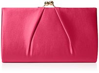 Swanky Swans Womens Mira Satin Classic Frame Bag Clutch Pink (Fuschia) ,5.1x12x20.8 cm (W x H x L)