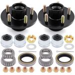 Tuijodaix 2 Sets Trailer Hub Kit 5 on 4.5,Trailer Axle Kit for 3500 lbs 1-1/16'' to 1-3/8'' Trailer Hub with Extra Dust Cap and Rubber Plug,Boat Trailer Hubs 5 Lug,Trailer Wheel Hub Kit