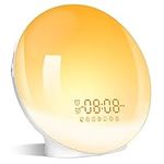 ARTINABS Sunrise Alarm Clocks, Wake Up Light with Sunrise/Sunset Simulation Dual Alarms Bedside Night Lamp Snooze Function FM Radio 7 Natural Sound 11 Colorful Atmosphere Lamp(White)…