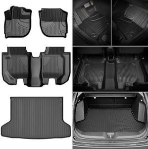 Original Floor Mats & Cargo Liner Fit for Honda HRV HR-V 2016-2022 (AWD Models ONLY) - All Weather Protection HR-V Car Mats Set - 1st & 2nd Row Full Set TPE Car Floor Liners with Trunk Mat Black