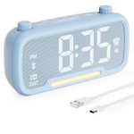 Alarm Clock FM Radio with Bluetooth Speaker - Digital Clock for Bedroom with Dimmer and Adjustable Volume, Touch Button, Snooze, Night Light, Type-C Charging Port for Phone, Outage Memory, 12/24H&DST