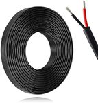 50M/164ft 12V Low Voltage Wire, Outdoor Landscape Lighting Cable, 22 Gauge Conductor Extension Cable, 22AWG Electrical Cord Red & Black Tinned Copper Hookup Wire Kit, 2 Pin with Black Reel Package