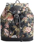 Signare Tapestry Fashion Backpack Rucksack for Women with Peony Flower in Black (RUCK-PEO), Peony, Small, Rucksack Backpacks