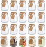 20 Pack Small Glass Jars with Cork Lids, 7 oz Glass Favor Jars Mini Yogurt Jars Gift Jars Clear Pudding Jars for Candy, Jam, Candle Making, Wedding Favors, DIY Crafts