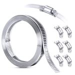 Steelsoft DIY Hose Clamp System Kit, 9.8 FT Band + 6 Fasteners, 304 Stainless Steel Band Clamp Pipe Clamp Screw Clamp Metal Hose Clamp Large Adjustable for Ductwork, Pole Mount, Metal Strapping