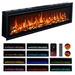 Valine Fires Recessed Electric Freestanding Fireplace UltraSlim Heater 42"/106cm, Wall-Mounted Fireplace for Media Wall, Electric Fire with 15 LED Flame Colours, Wifi/Alexa Remote Control, 900W/1800W
