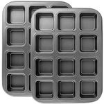 12 Cavity Mini Loaf Pan, Beasea Brownie Pan 2 Pack Non-Stick Muffin Cake Pan Mini Cheesecake Pan Cupcake Pan Carbon Steel Brownie Baking Tray Bakeware for Oven Baking