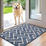 hicorfe Indoor Doormat,Front Back Door Mat Rubber Backing Non Slip Door Mats,20"x31.5" Low-Profile Absorbent Resist Dirt Entryway Doormat Inside Floor Mats for Entrance Washable(Navy Blue)