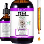Cat Vitamins Supplements, 15 in 1 Multivitamins for Cats with Glucosamine & Cranberry - Supports Immune Health, Skin, Coat, Heart Health, Hip & Joint and More