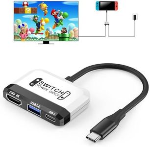 GKEAPZA Switch Dock for Nintendo Switch/OLED Switch,3-in-1 Portable TV Dock with 4K HDMI USB 3.0 Port USB C PD 100W Charging,Travel Docking Station Replacement for Switch (White)