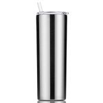 Gteller Double Wall 18/8 Stainless Steel Vacuum Slim Skinny Tumbler with Straw and lid, Insulated Travel Mug Keeping Beverage Cold and Warm (Stainless Steel, 20oz)