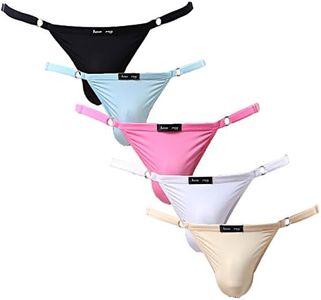 YuKaiChen Men's String Bikini Underwear Ice Silk Jockstrap Briefs Low Rise 5-Pack